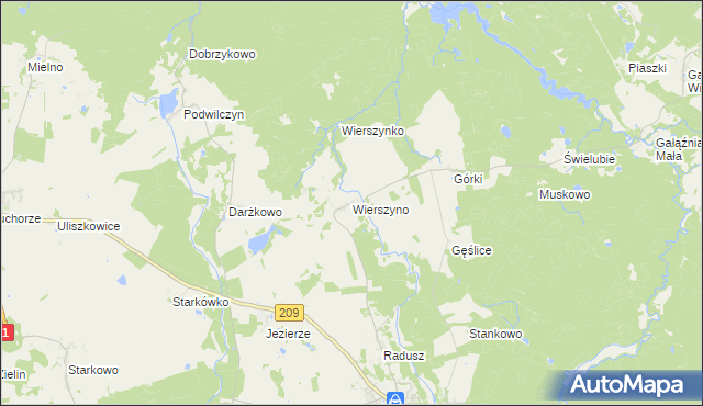 mapa Wierszyno, Wierszyno na mapie Targeo