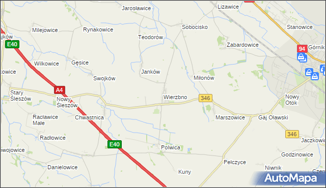 mapa Wierzbno gmina Domaniów, Wierzbno gmina Domaniów na mapie Targeo