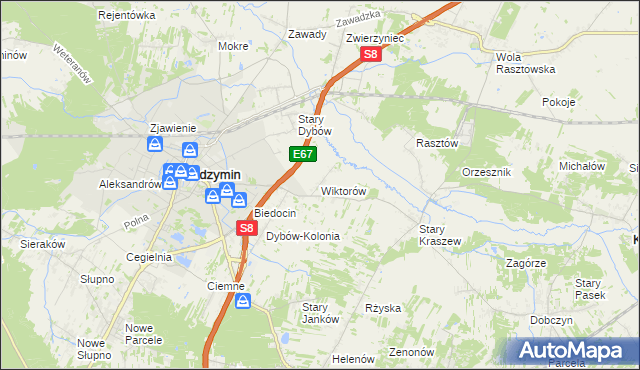 mapa Wiktorów gmina Radzymin, Wiktorów gmina Radzymin na mapie Targeo