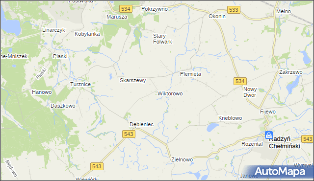 mapa Wiktorowo gmina Gruta, Wiktorowo gmina Gruta na mapie Targeo