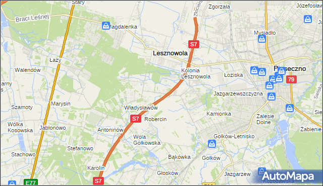 mapa Wilcza Góra gmina Lesznowola, Wilcza Góra gmina Lesznowola na mapie Targeo