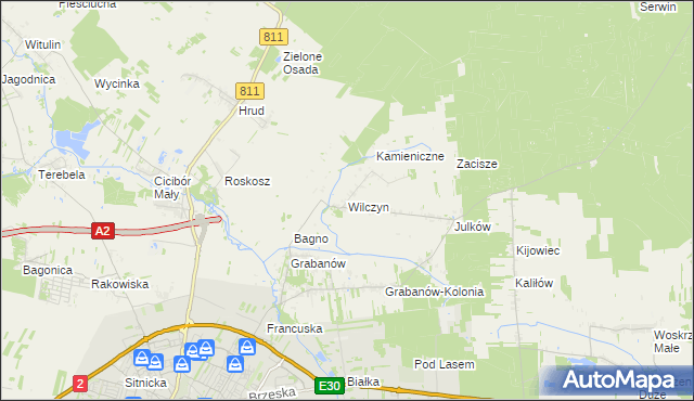 mapa Wilczyn gmina Biała Podlaska, Wilczyn gmina Biała Podlaska na mapie Targeo