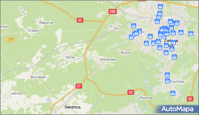 mapa Wilkanowo gmina Świdnica, Wilkanowo gmina Świdnica na mapie Targeo