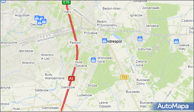 mapa Wiśniowa Góra, Wiśniowa Góra na mapie Targeo