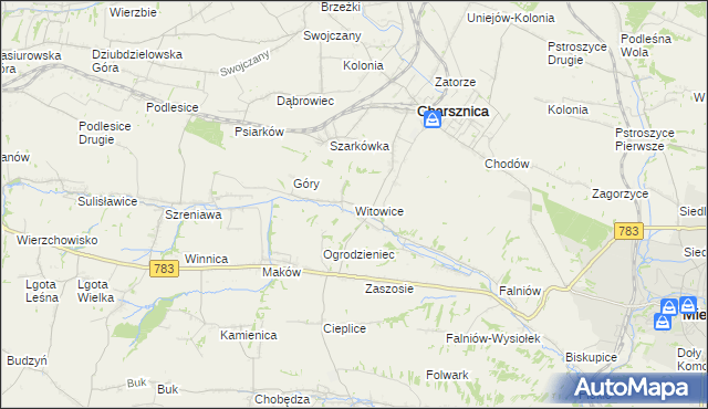 mapa Witowice gmina Charsznica, Witowice gmina Charsznica na mapie Targeo