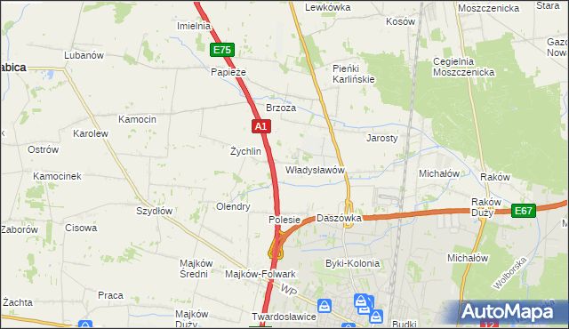 mapa Władysławów gmina Grabica, Władysławów gmina Grabica na mapie Targeo