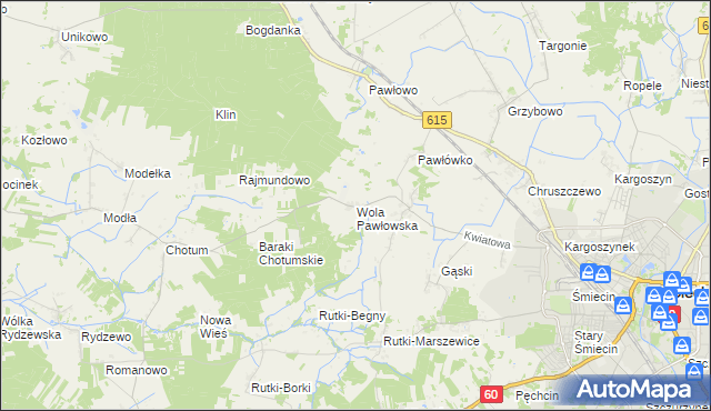 mapa Wola Pawłowska gmina Ciechanów, Wola Pawłowska gmina Ciechanów na mapie Targeo