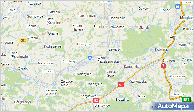 mapa Wola Radziszowska, Wola Radziszowska na mapie Targeo