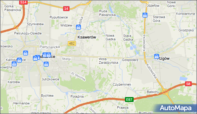 mapa Wola Zaradzyńska, Wola Zaradzyńska na mapie Targeo