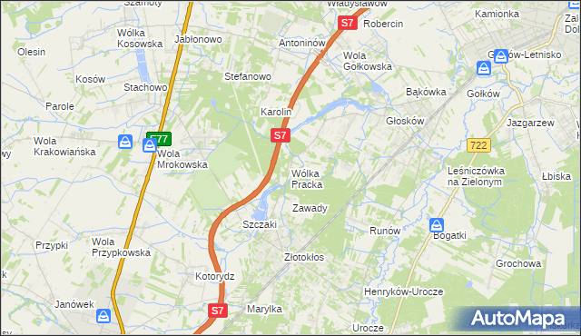 mapa Wólka Pracka, Wólka Pracka na mapie Targeo