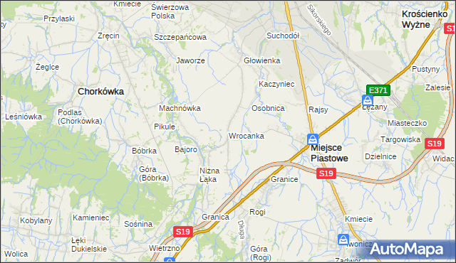 mapa Wrocanka gmina Miejsce Piastowe, Wrocanka gmina Miejsce Piastowe na mapie Targeo