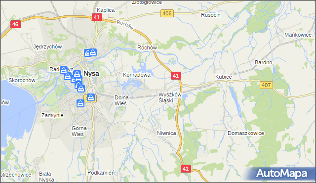 mapa Wyszków Śląski, Wyszków Śląski na mapie Targeo