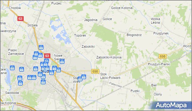 mapa Żabokliki-Kolonia, Żabokliki-Kolonia na mapie Targeo