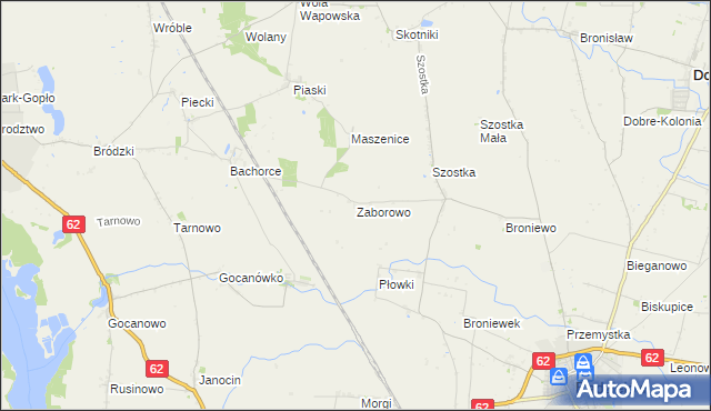 mapa Zaborowo gmina Kruszwica, Zaborowo gmina Kruszwica na mapie Targeo
