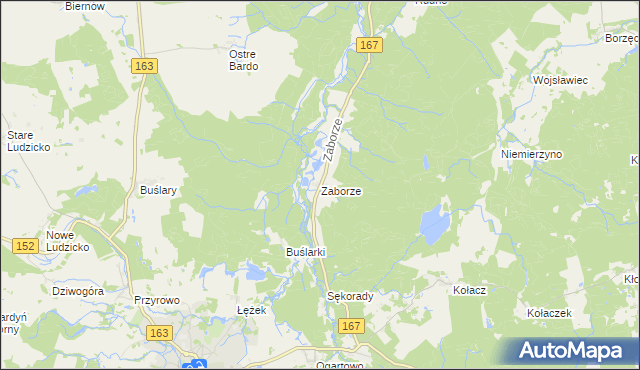 mapa Zaborze gmina Połczyn-Zdrój, Zaborze gmina Połczyn-Zdrój na mapie Targeo