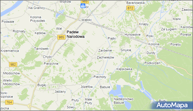 mapa Zachwiejów, Zachwiejów na mapie Targeo