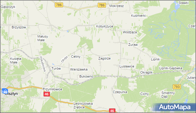 mapa Zagórze gmina Janów, Zagórze gmina Janów na mapie Targeo