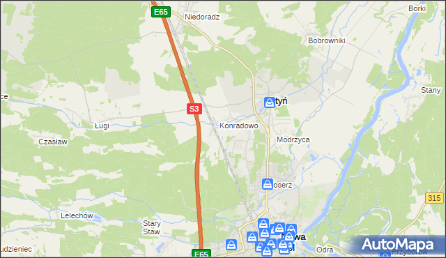 mapa Zakęcie, Zakęcie na mapie Targeo