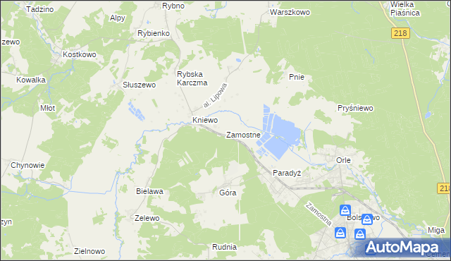 mapa Zamostne gmina Wejherowo, Zamostne gmina Wejherowo na mapie Targeo