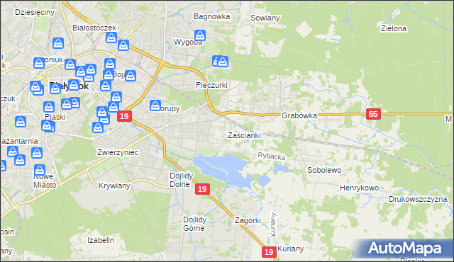 mapa Zaścianki gmina Supraśl, Zaścianki gmina Supraśl na mapie Targeo