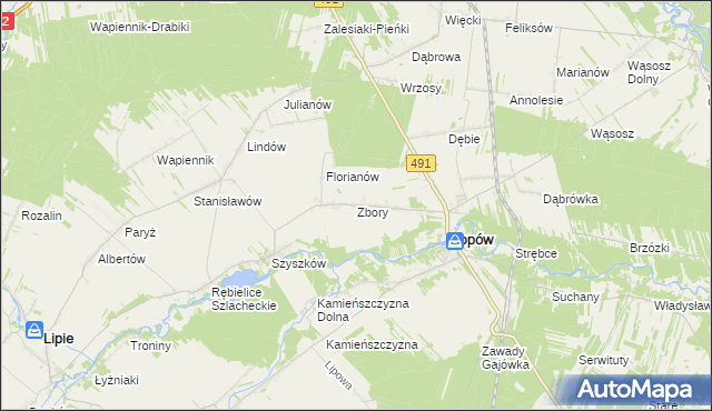 mapa Zbory, Zbory na mapie Targeo