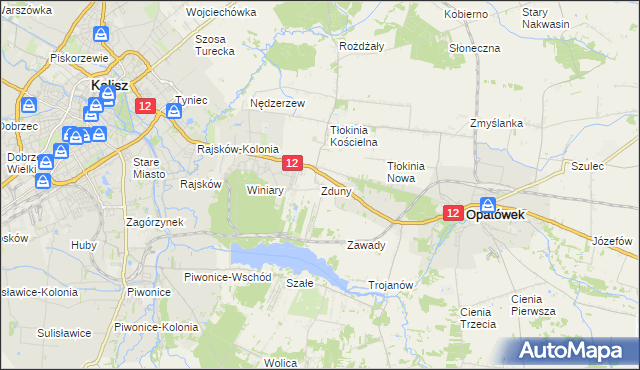 mapa Zduny gmina Opatówek, Zduny gmina Opatówek na mapie Targeo