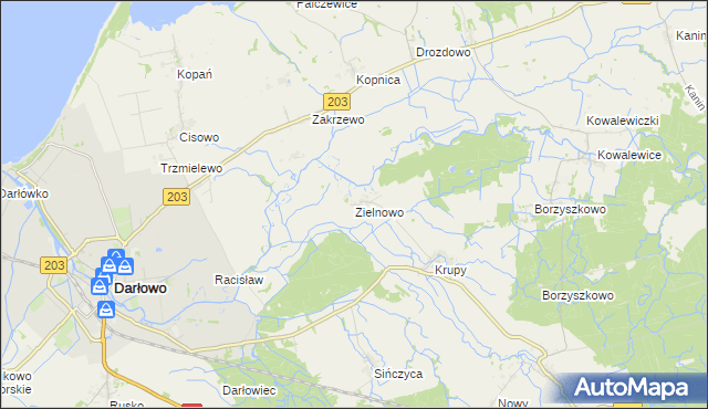 mapa Zielnowo gmina Darłowo, Zielnowo gmina Darłowo na mapie Targeo