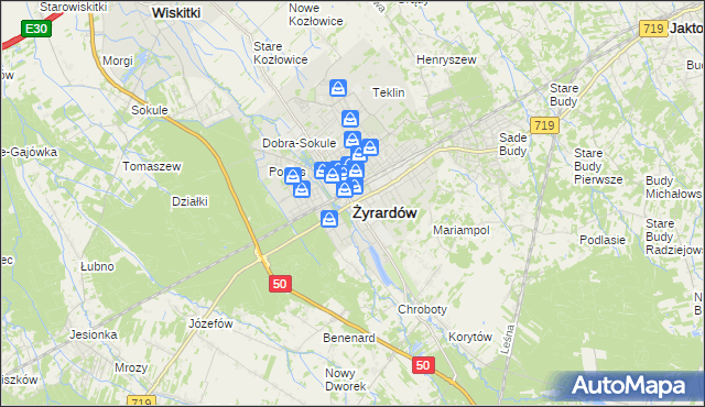 mapa Żyrardów, Żyrardów na mapie Targeo