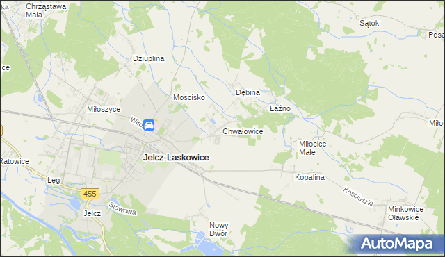 mapa Chwałowice gmina Jelcz-Laskowice, Chwałowice gmina Jelcz-Laskowice na mapie Targeo