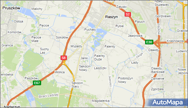 mapa Falenty Duże, Falenty Duże na mapie Targeo