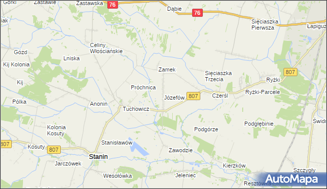 mapa Józefów gmina Stanin, Józefów gmina Stanin na mapie Targeo