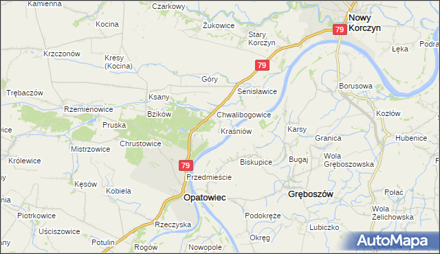 mapa Kraśniów, Kraśniów na mapie Targeo