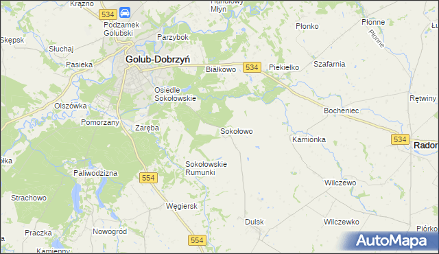mapa Sokołowo gmina Golub-Dobrzyń, Sokołowo gmina Golub-Dobrzyń na mapie Targeo