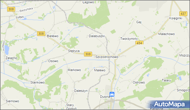 mapa Szczodrochowo gmina Gostyń, Szczodrochowo gmina Gostyń na mapie Targeo