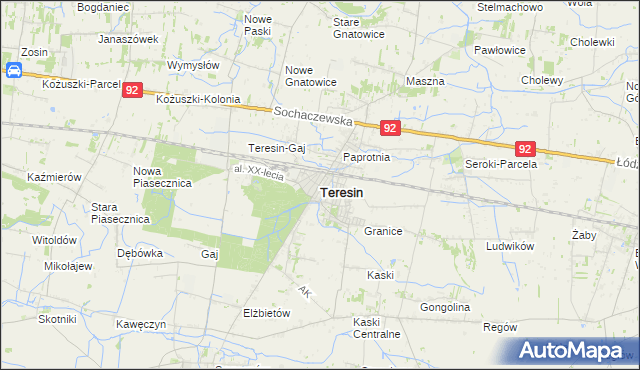mapa Teresin powiat sochaczewski, Teresin powiat sochaczewski na mapie Targeo