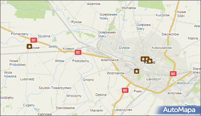 mapa Adamowice gmina Kutno, Adamowice gmina Kutno na mapie Targeo