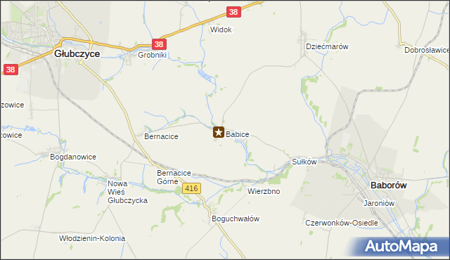 mapa Babice gmina Baborów, Babice gmina Baborów na mapie Targeo