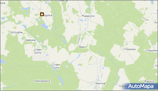 mapa Babin gmina Trzcińsko-Zdrój, Babin gmina Trzcińsko-Zdrój na mapie Targeo