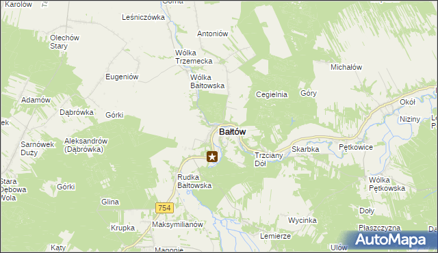 mapa Bałtów powiat ostrowiecki, Bałtów powiat ostrowiecki na mapie Targeo