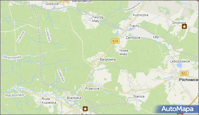 mapa Bargłówka gmina Sośnicowice, Bargłówka gmina Sośnicowice na mapie Targeo