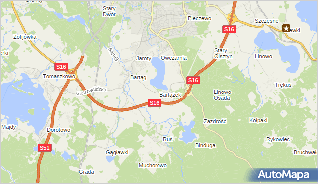 mapa Bartążek, Bartążek na mapie Targeo