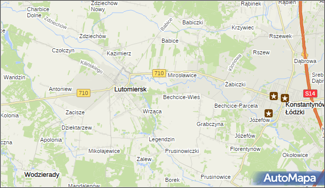 mapa Bechcice-Wieś, Bechcice-Wieś na mapie Targeo