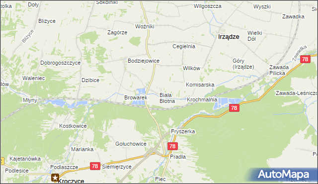 mapa Biała Błotna, Biała Błotna na mapie Targeo