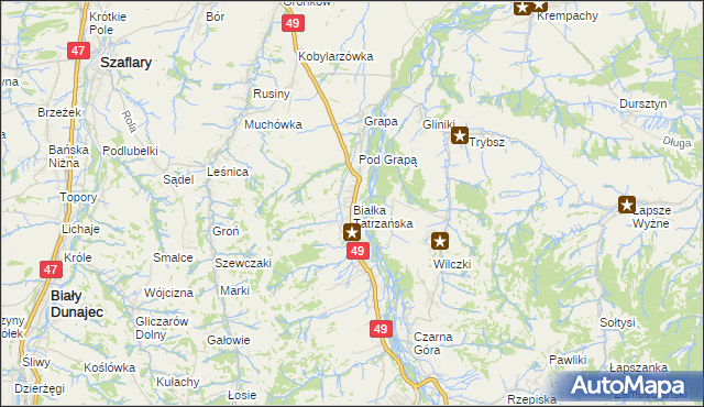 mapa Białka Tatrzańska, Białka Tatrzańska na mapie Targeo