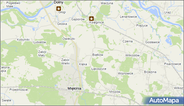 mapa Białków gmina Miękinia, Białków gmina Miękinia na mapie Targeo