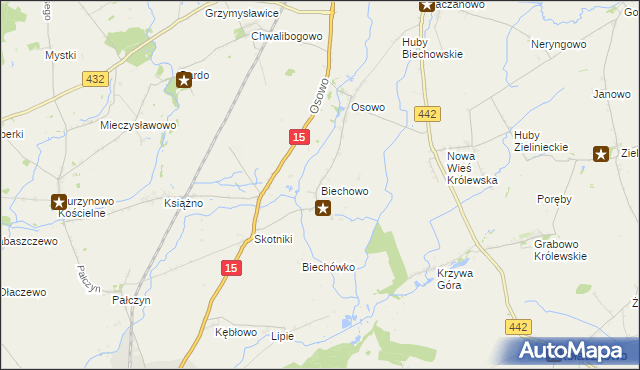 mapa Biechowo gmina Miłosław, Biechowo gmina Miłosław na mapie Targeo