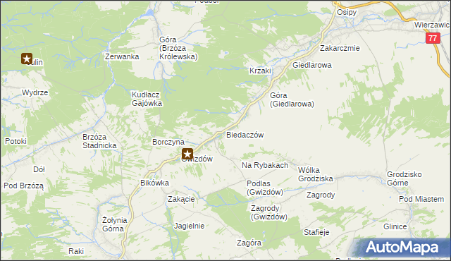 mapa Biedaczów, Biedaczów na mapie Targeo