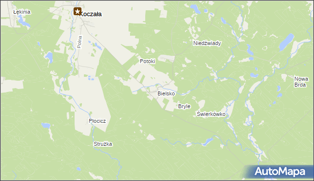 mapa Bielsko gmina Koczała, Bielsko gmina Koczała na mapie Targeo
