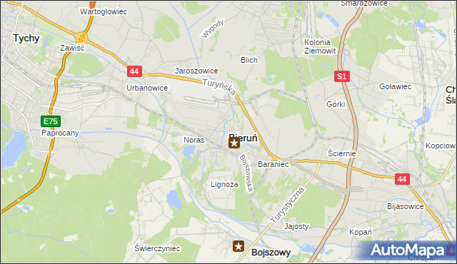 mapa Bieruń, Bieruń na mapie Targeo