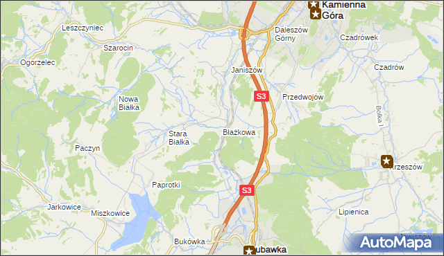 mapa Błażkowa gmina Lubawka, Błażkowa gmina Lubawka na mapie Targeo